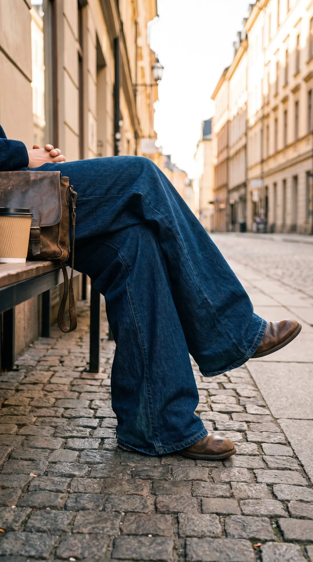Donkere wijde jeans